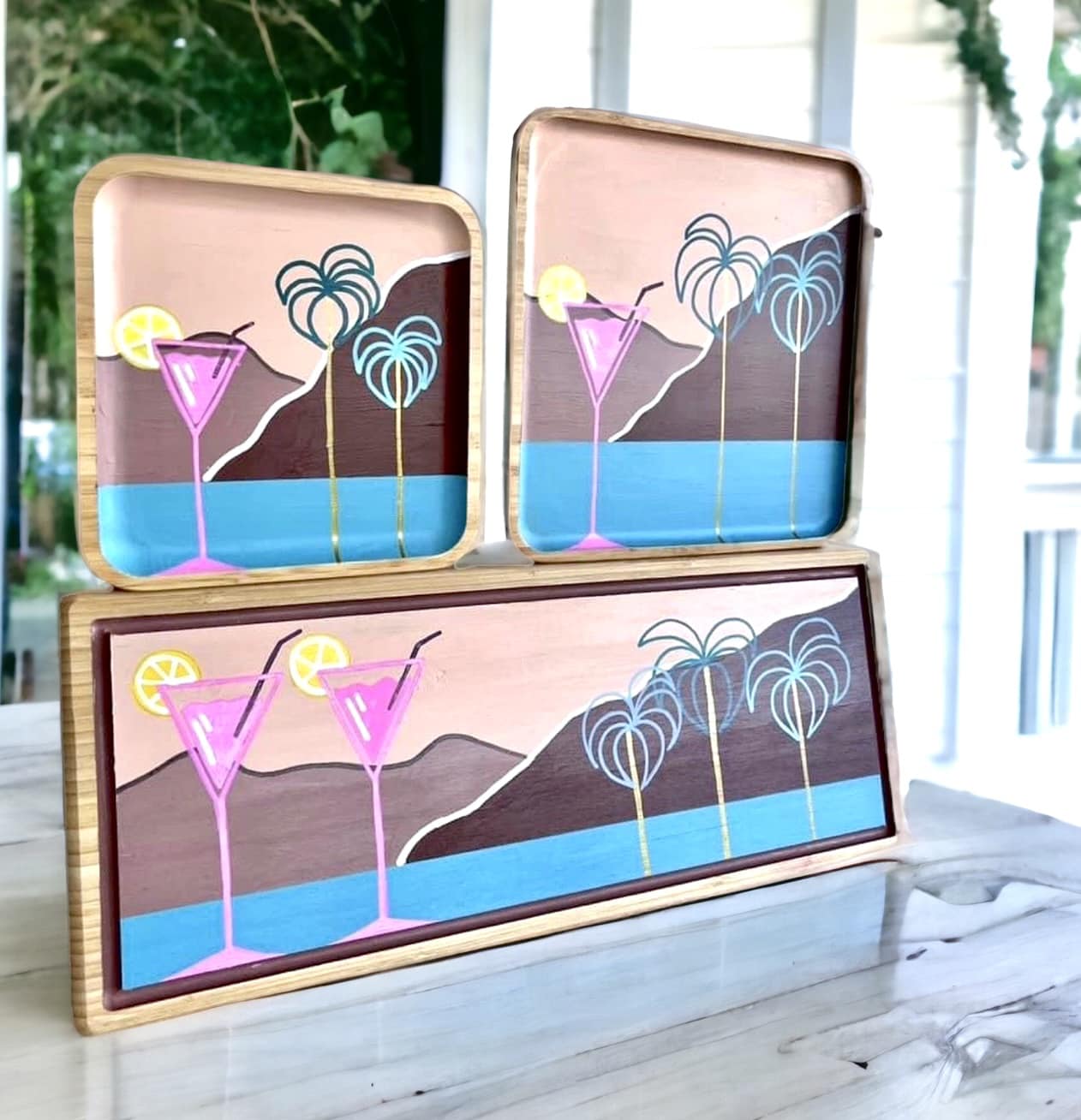 Coastal Cocktails 3-Piece Artisan Serving Set